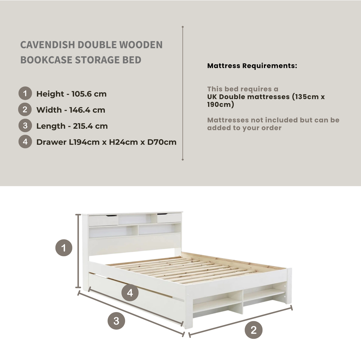Cavendish Double Wooden Storage Bed